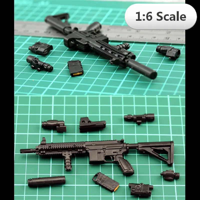 1:6 Scale HK416 Automatic Rifle Plastic Black Gun Model Assemble 4D Puzzles Toy Model for 12