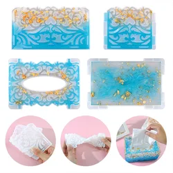 DIY Tissue Box Crystal Epoxy Resin Mold Pumping Tray Mold Hollow Pattern Storage Car Tissue Box Silicone Mold