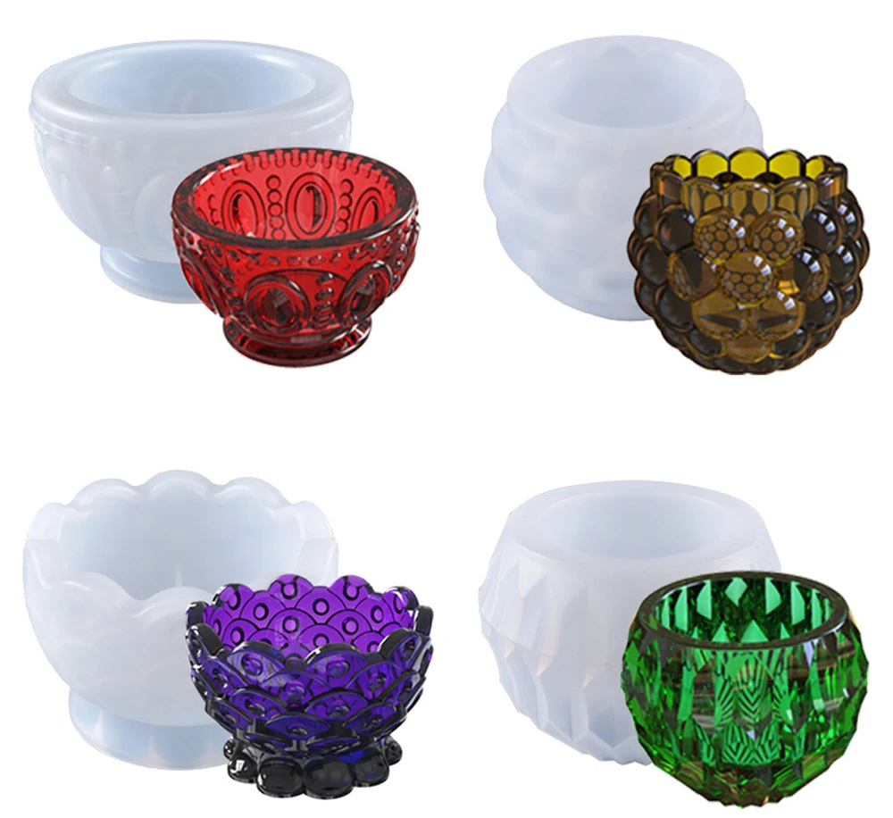 Embossed Storage Box Bowl Candlestick Succulent Potted Plant Resin Silicone Mould Jewelry Making Craft Epoxy Resin Silicone Mold