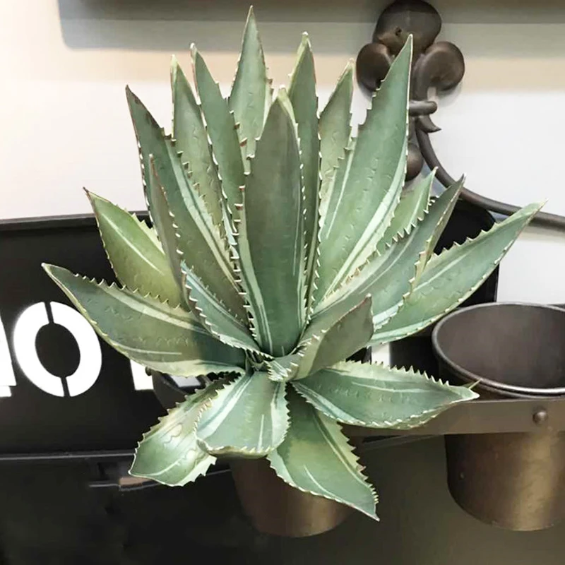 40cm Large Artificial Succulent Plants Tropical Sisal Flower Fake Agave Desktop Bonsai Plants Plastic Green Leafs For Home Decor