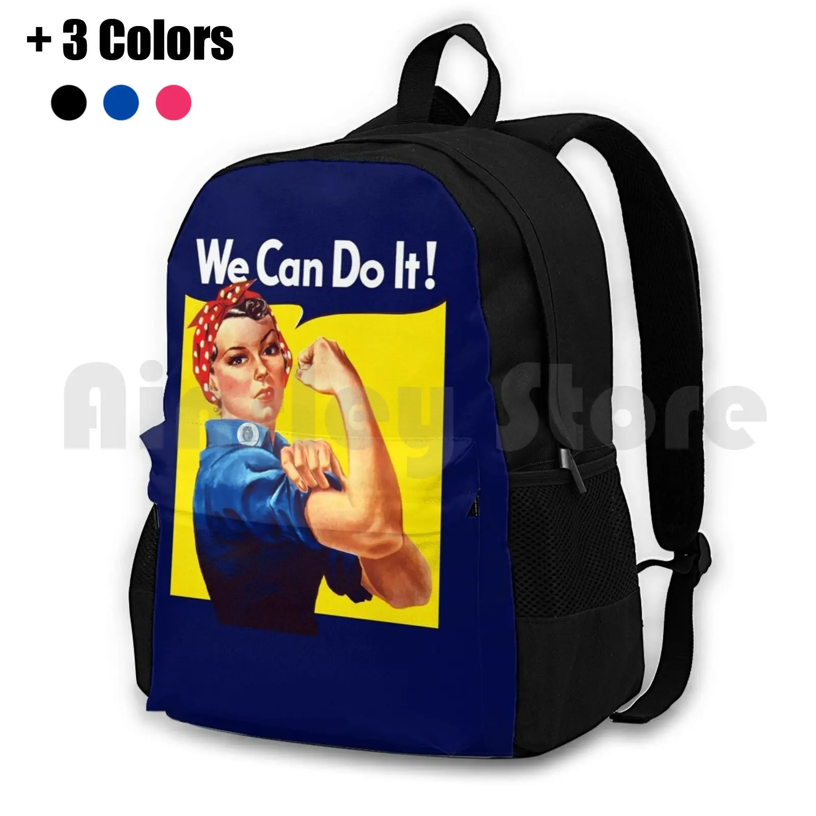 Rosie The Riveter-We Can Do It Outdoor Hiking Backpack Waterproof Camping Travel War Propaganda Ww2 Ww1 War Effort Rosie The