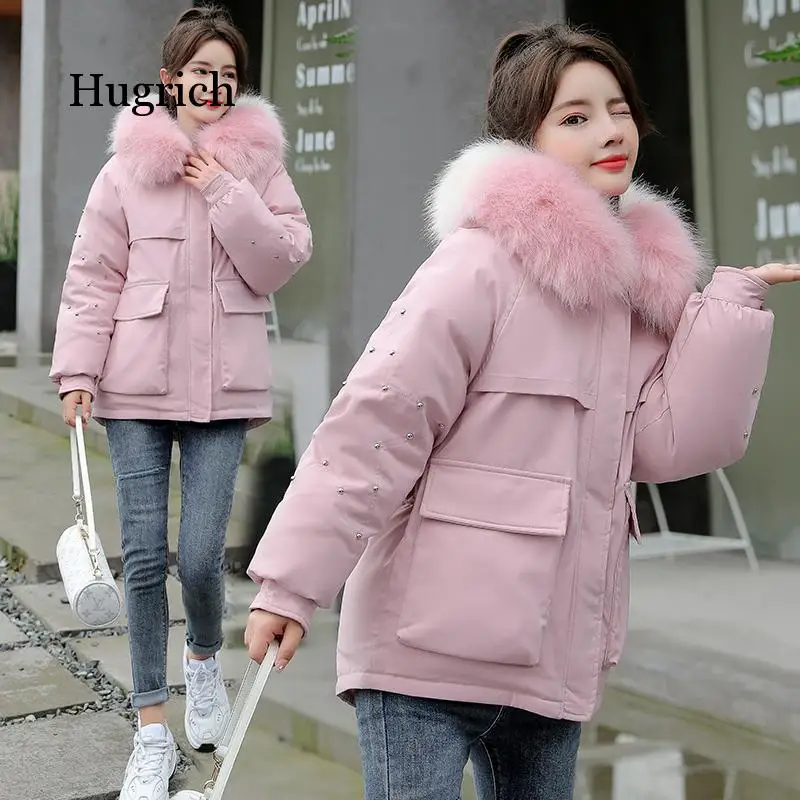 Women Winter Parkas 2020 New Thicker Fashion Fur Collar Hooded Warm Cotton Coat Jacke