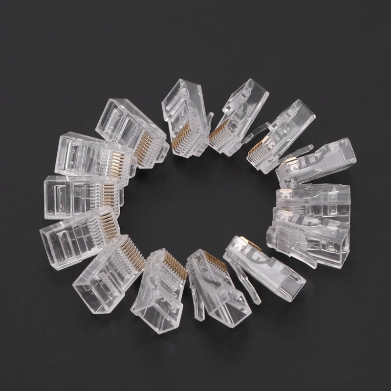 50 Stks/pak Gestrand 10P10C Netwerk Kabel Connector RJ48 Crystal Plug Modulaire Netwerk Tool