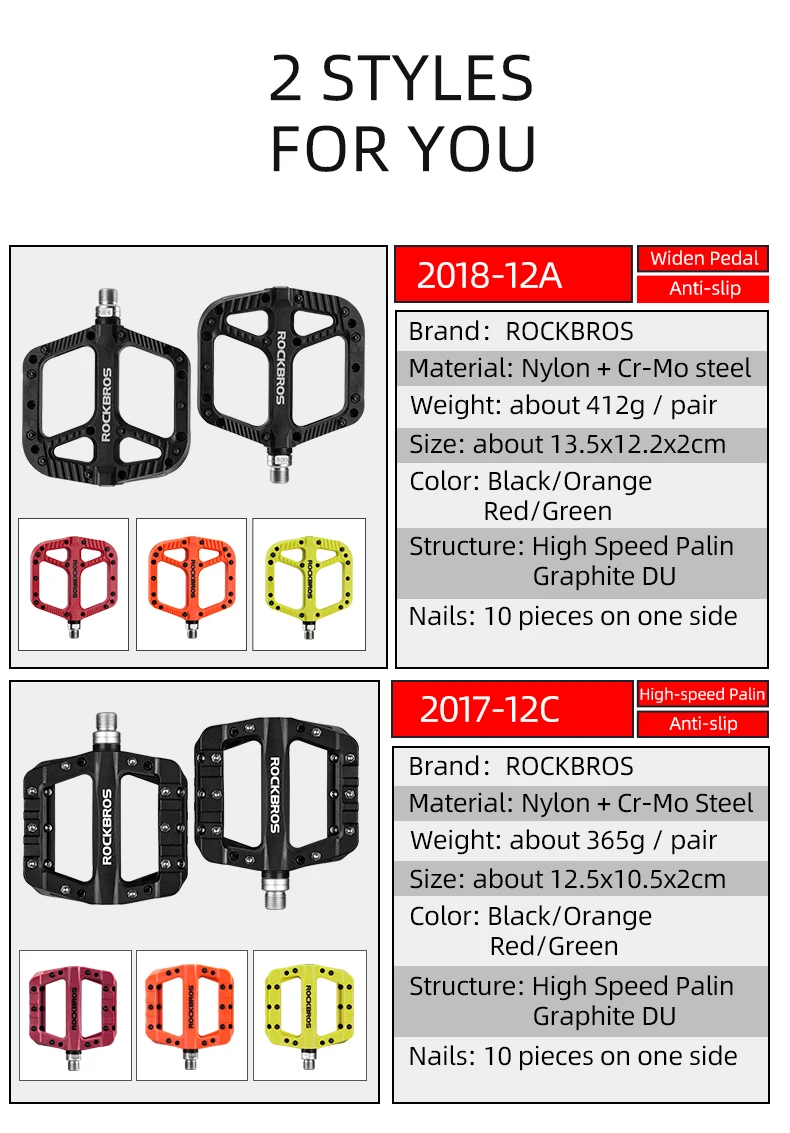 ROCKBROS Ultraleicht Dichtung Lager Fahrrad Pedale Radfahren Nylon Road bmx Mtb Pedale Flache Plattform Fahrrad Teile Zubehör – Detail 4