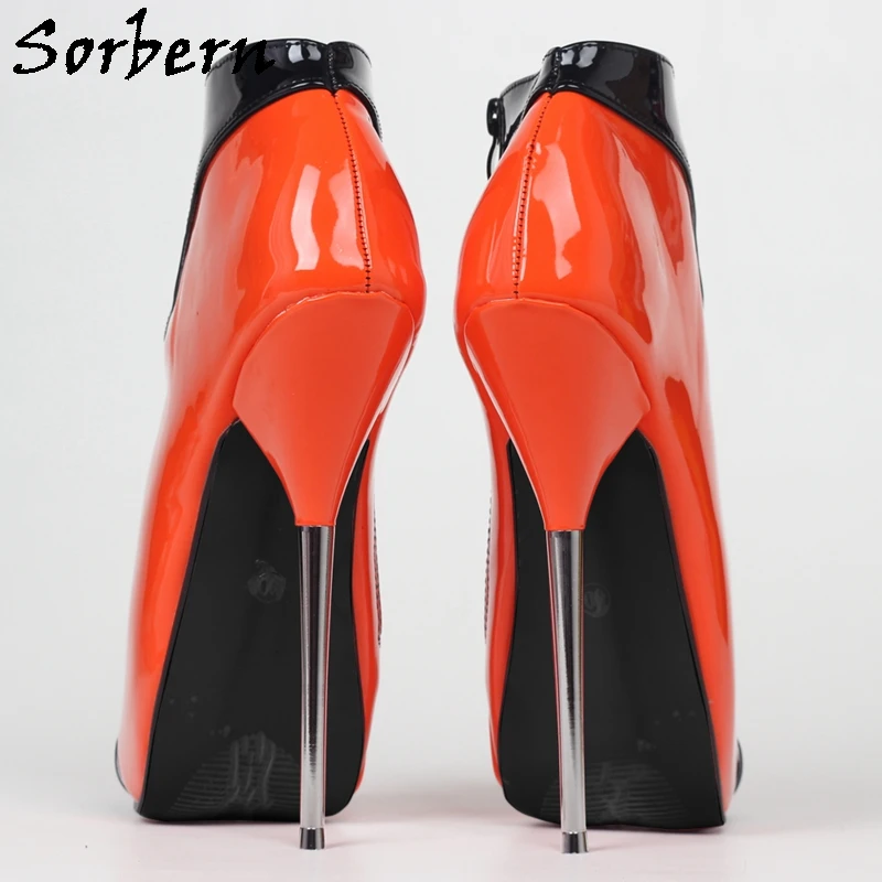 Sorbern 7 بوصة معدنية الباليه عالية الكعب حذاء من الجلد صنم الكعوب الجانب سستة الخناجر أشار تو القوطي الأحذية الإناث النساء مخصص