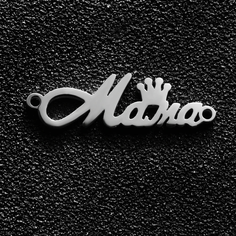 10Pcs/Lot Queen Crown Mama Charm Stainless Steel Mirror Polish Pendant Fashion Jewelry Making DIY Handmade For Necklace Bracelet