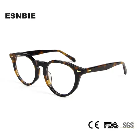 Men's Green Acetate Round Glasses Frame ESNBIE