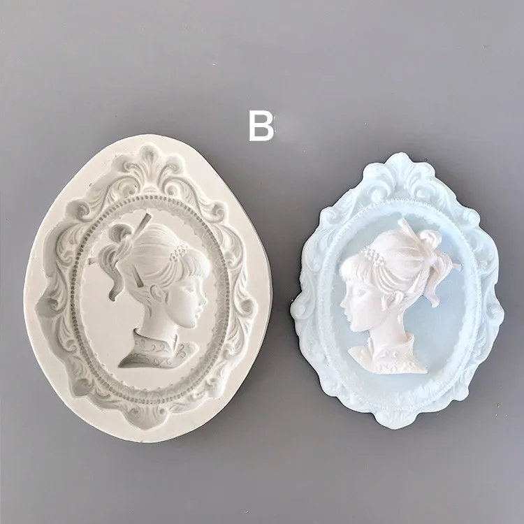 Silicone mold for gypsum European large frame Two sizes Ins embossed decor photo frame concrete Plaster crafts Clay forms mold