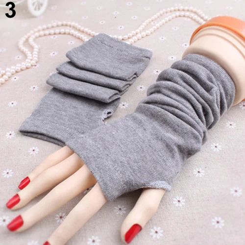 Women\'s Fashion Knitted Arm Fingerless Long Mitten Wrist Elastic Warm Gloves hot Mitten Warm Fingerless Gloves