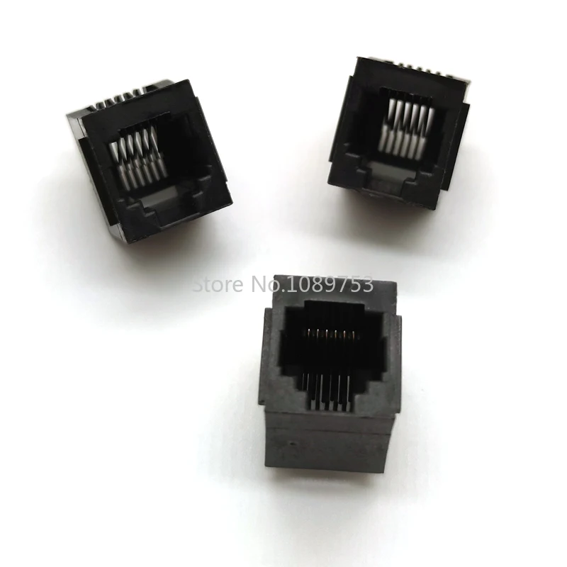 20pcs RJ11 socket 52-6P6C seat RJ12 phone jack female 6-core crystal head 180 degrees vertical