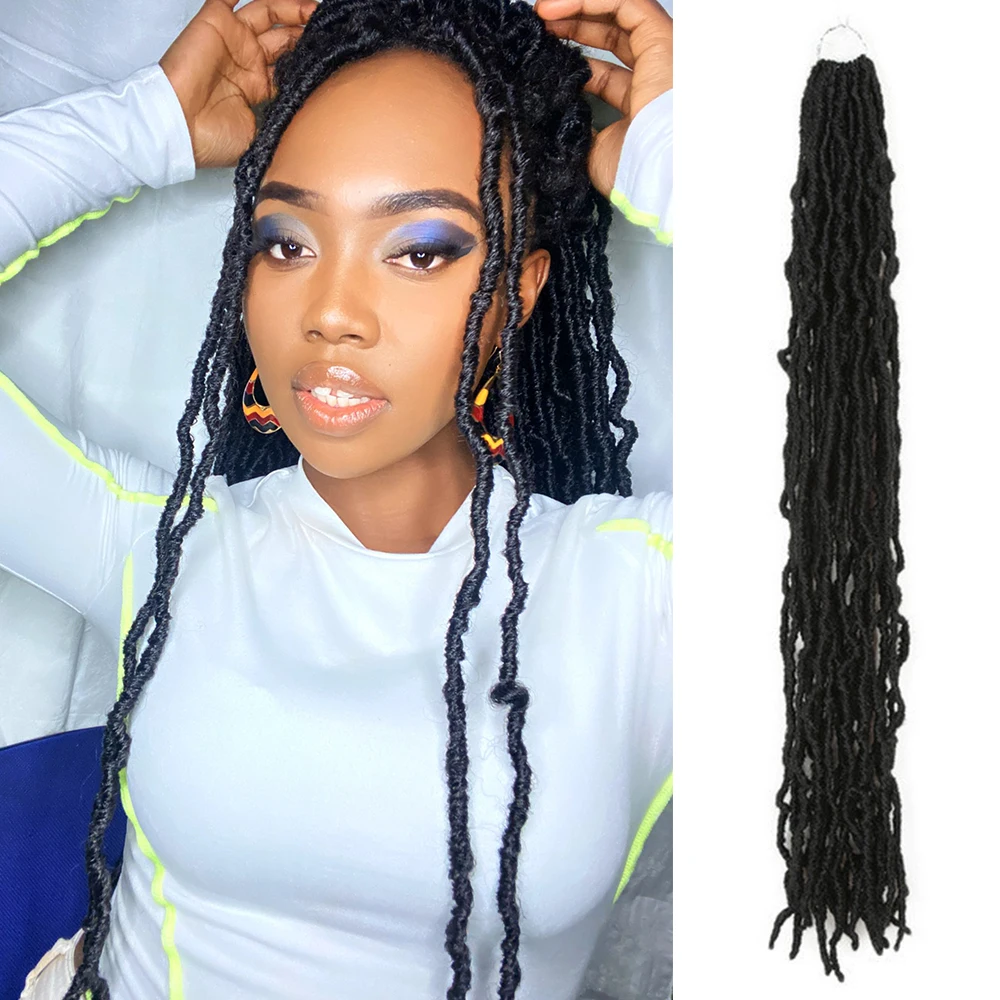 

Goddess Faux Loc Crochet Hair Synthetic Hair Extension Soft Nu locs Braiding Dreadlocks Hair 14-36inch Alibaby