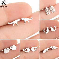 Multiple Animal Stainless Steel Earrings Women Fashion Jewelry 2026 Shark Dinosaur Turtle Mouse Ear Studs Jewlery Pendientes