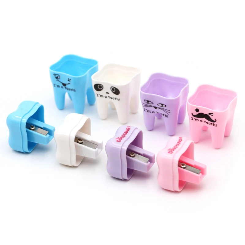 5pcs Cute Tooth Plastic Pencil Sharpener Dental Teeth Shape Gift Lovely Dentist Children Gift