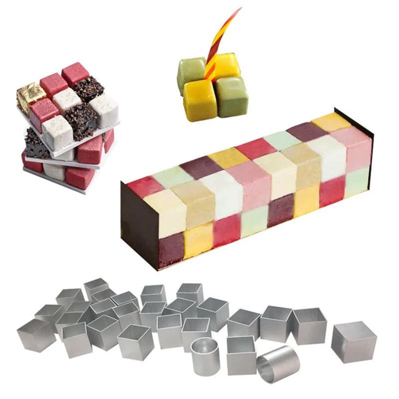 

Creative Rubik's Cube Shape Cake Mold 3D Metal Rotating Mousse Utensil Molds Baking Mould Fondant Decorating Baking Pastry Tools