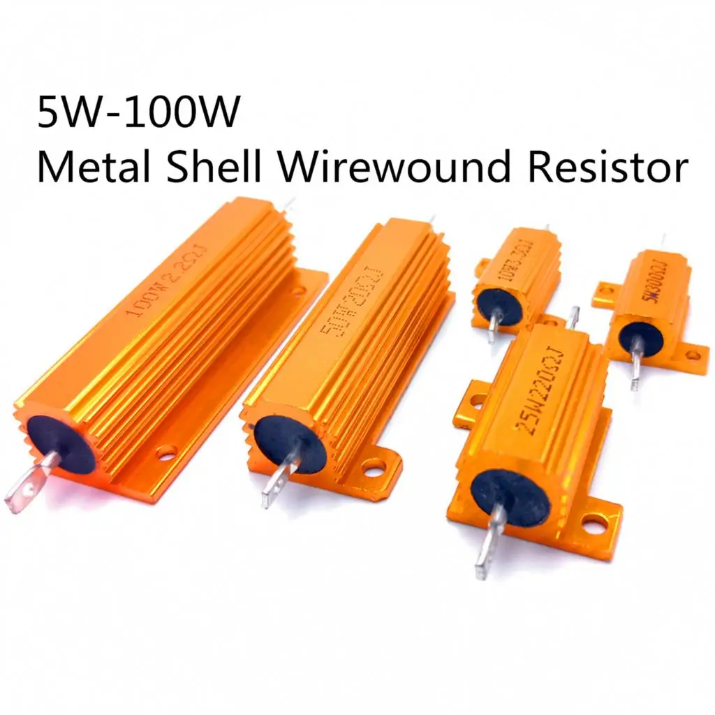 New 50W 22R 25R 27R 33R 47R 220R 500R 1KR  Aluminum Power Metal Shell Case Wirewound Resistor 22 27 33 47 220 500 1K ohm 50W 5%
