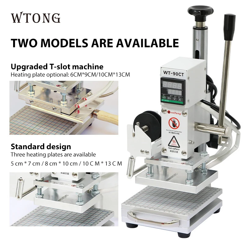WTONG 90CT hot foil stamping machine heat press machine for leather PU paper pvc bronzing machine