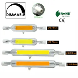 R7s LED 78mm 118mm 7W 12W 15W 25W Dimmable COB Bulbs Ceramic Glass Tube Light Ampoule Replacement Halogen Bombillas Spotlight