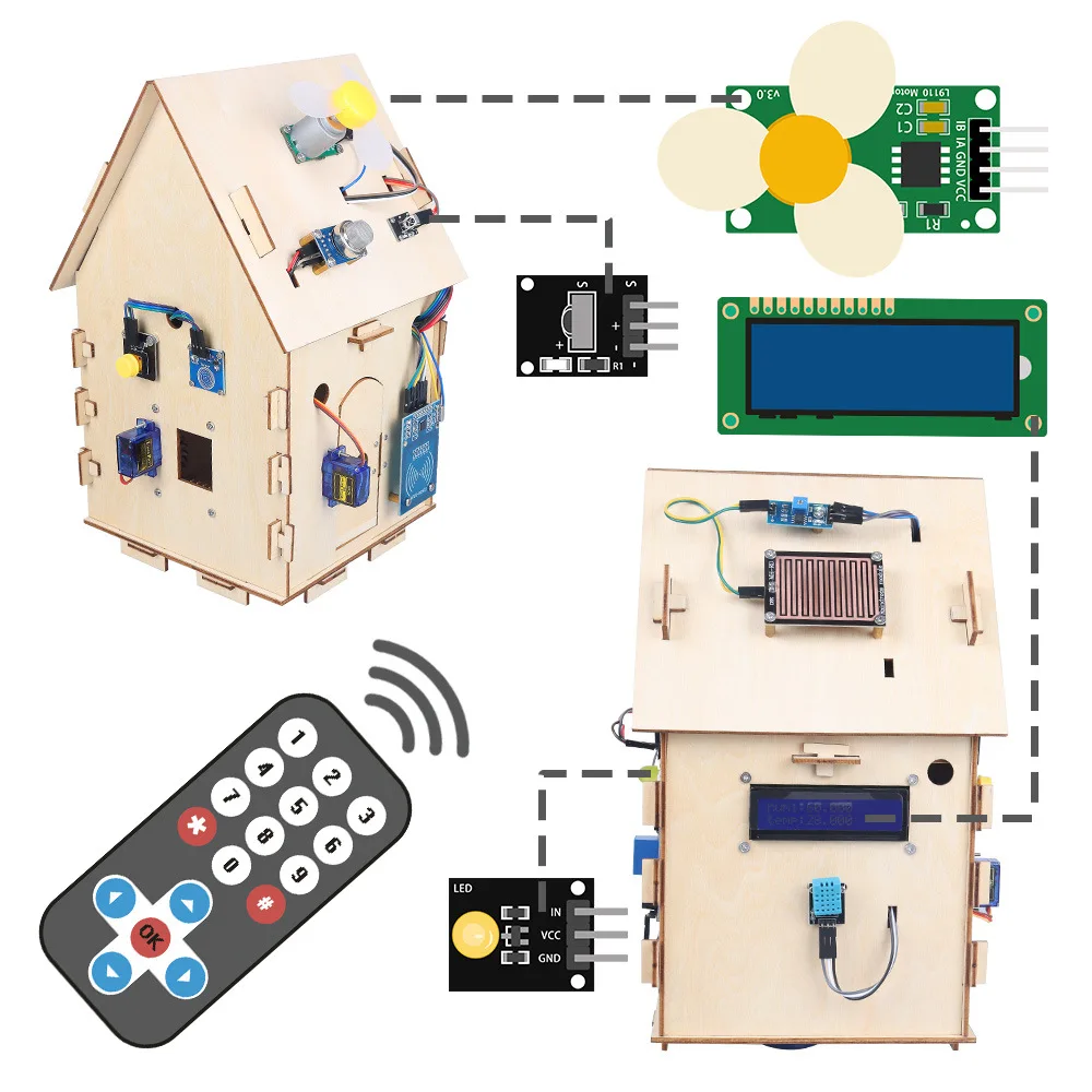 Nano Wooden House STEM Programming Kit Smart Home Starter Kit DIY Wooden House Programming IoT Kit