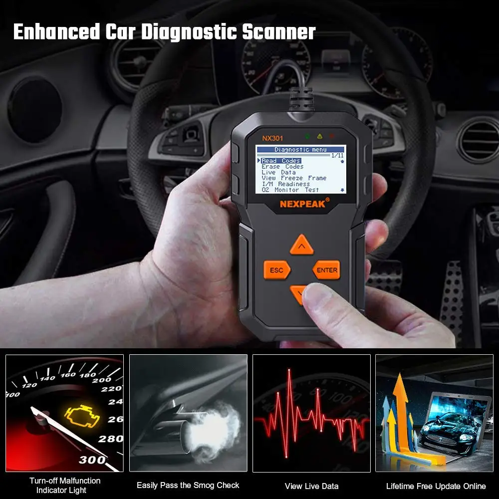 NX301 OBDII Universal Auto Car Diagnostic Tool Scannner Code Reader Diagnostic Scanner Tool OBD2 Tool Better than ELM327 AD310 image 2