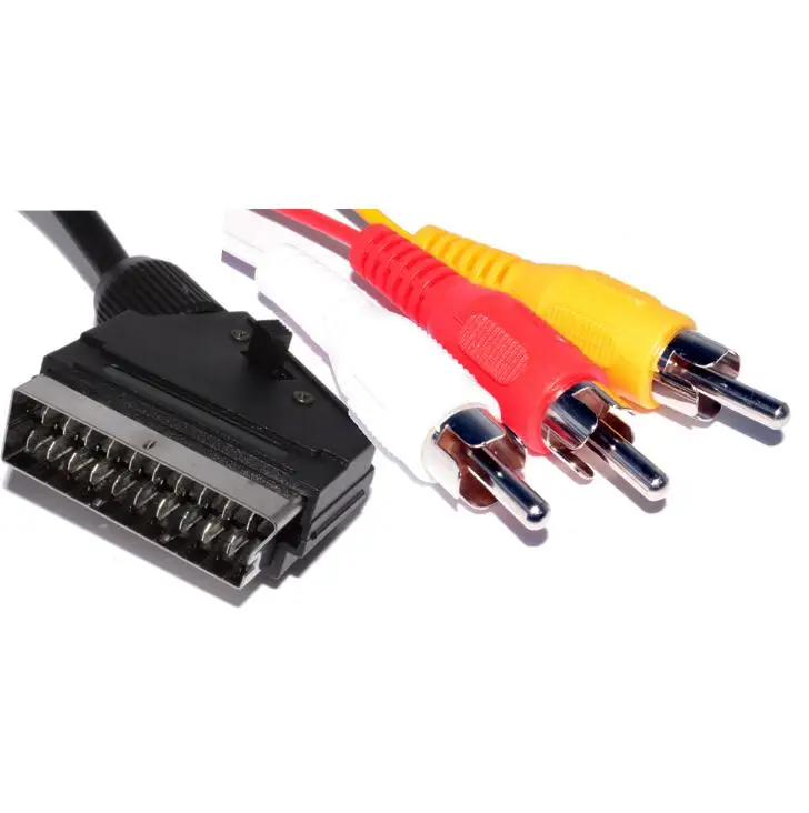 LBSC 1.5M Gold Terminal Plugทั่วไปสายสายเคเบิลSCART TO 3RCA