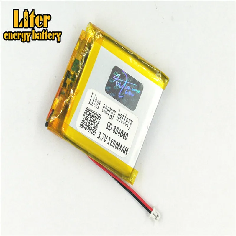 1.25MM 2pin connector 3.7V 804040 1800mah Rechargeable Li-ion Polymer Lithium Battery e-books GPS PDA Li-Po Li-polymer Battery