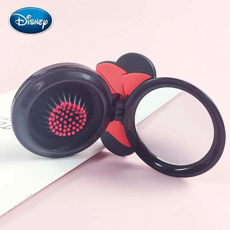 Minnie Pattern New Cute Air Cushion Comb With Mirror Folding Cartoon Girl Anti-Static Massage Comb Girl Gift Disney