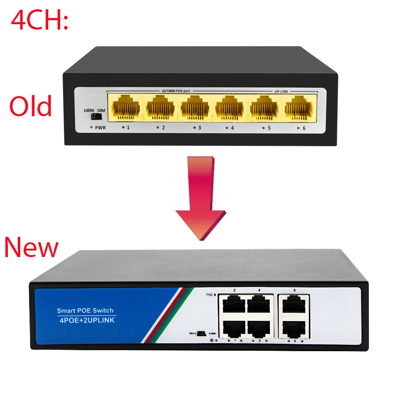 Gadinan-conmutador Ethernet de red POE, 4/8 canales, 48V, con puertos de 100Mbps, IEEE802.333af/at para cámara IP/AP inalámbrico/sistema CCTV