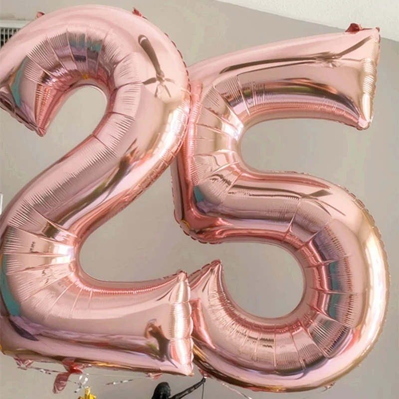 40Inch Big Size Rose Gold Number Balloon Birthday Wedding Party Decorations Foil Balloons Kid Toys Baby Shower Digital Ball