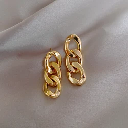 Korea Fashion Exaggerated Metal Chain Earring 2021New Temperament Female Trend Earrings Stainless Steel Earrings Women's Jewelry