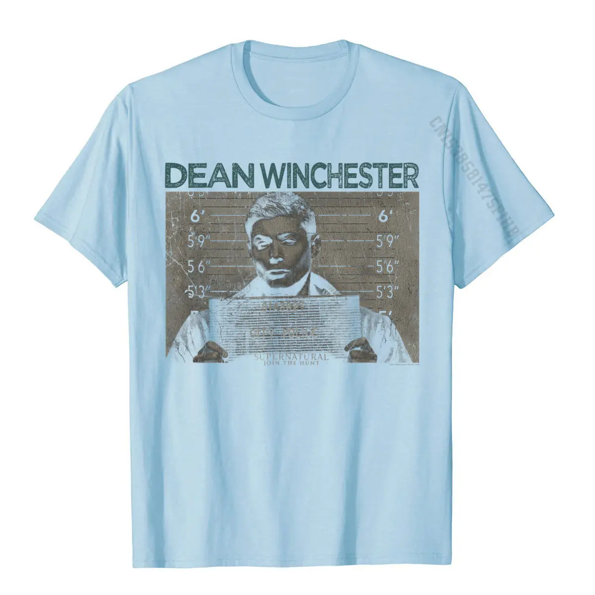 Supernatural Dean Mug Shot T-Shirt Fitted Man Tops & Tees Comics Tshirts Cotton Casual