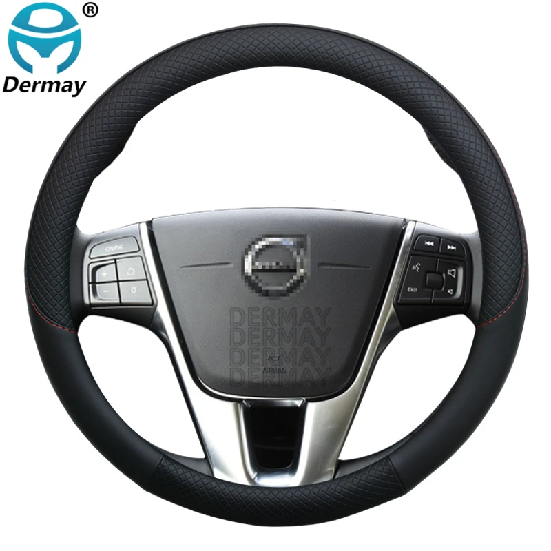 for Volvo V70 I II III Leather Car Steering Wheel Cover 100% DERMAY Brand Non-slip Auto interior Accessories