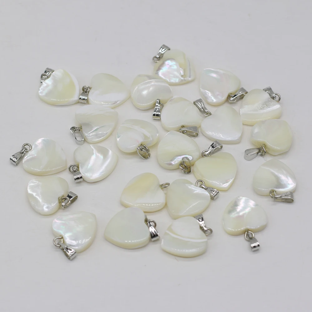 Natural Shell Pendant Mother Of Pearl White Love Heart Shape Shell Charms For Jewelry Making DIY Bracelet Necklace Accessories