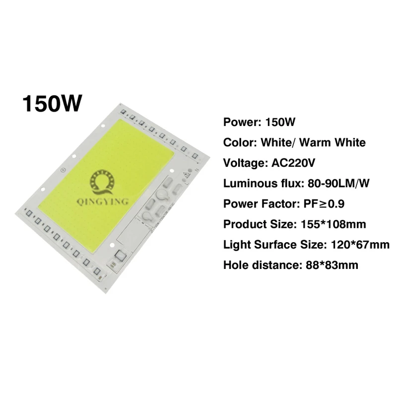 Imagem -04 - Holofote de Led Cob Ac220v 150 w Pcb 150 Watts 155*108 mm Placa Pcb de Alumínio 6500k Branco Quente 3000k para Fonte de Luz