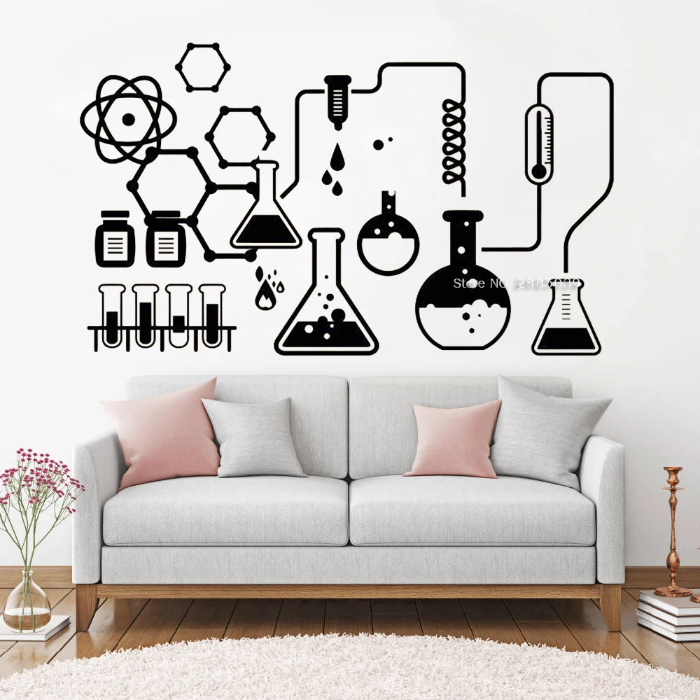 Chemical Lab Mural Device Vinyl Wall Decal School Classroom Decor  Science Laboratory Wall Stickers Study Room Decoration LC1418