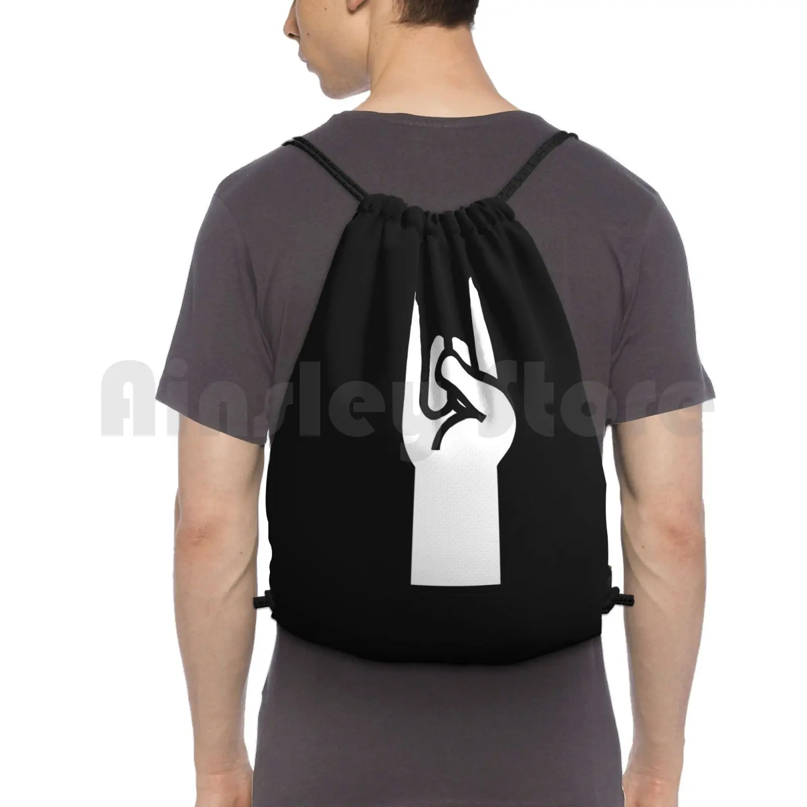 Heavy Metal Head Banger Backpack Drawstring Bags Gym Bag Waterproof Music Pop Vinyl Records Album Classic Retro Vintage