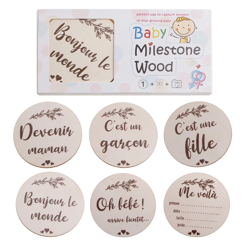 

6 Pcs Handmade Baby Milestone Cards Infants Birth Growth Album Photography Cards G99C