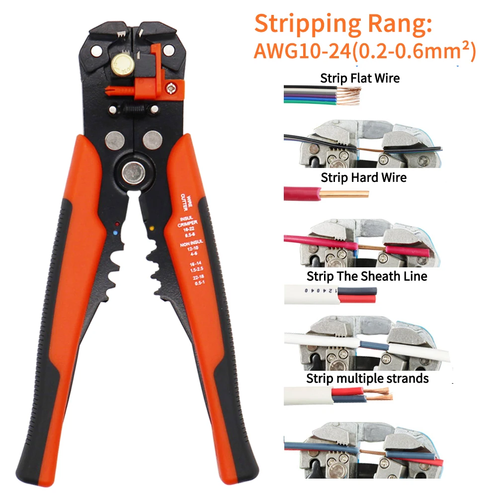 Multifunctional Wire Stripper Crimping Tool Kit,HSC8 6-6/6-4A Pliers Self-Adjusting Ferrule Cutter Crimper,For Tube Terminal