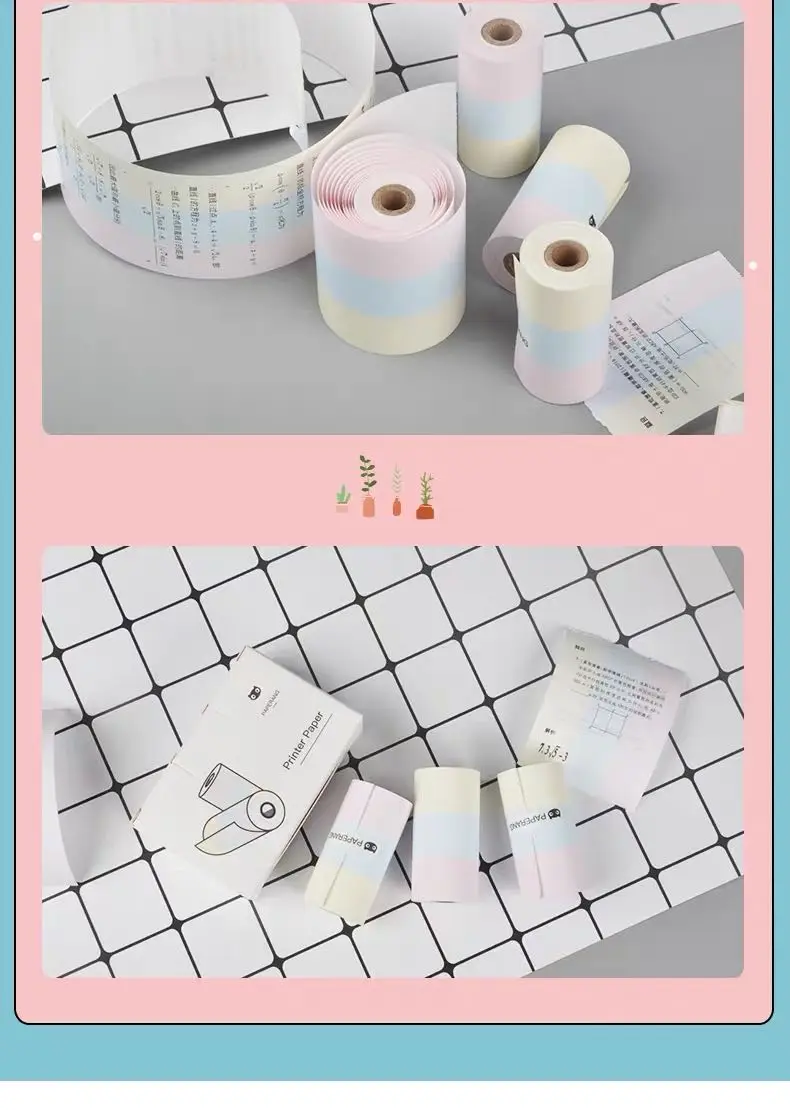 Official Original Paperang Thermal Paper Sticker Paper Label Pink Dispaly Paper 3 Rolls one box