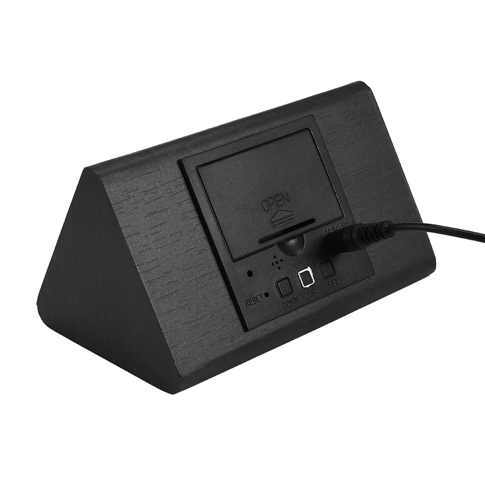 LED Digital Alarm Clock Temperature Alarm And Date Functions Voice-Activated Electronic Wooden Alarm Clock For Home Decor