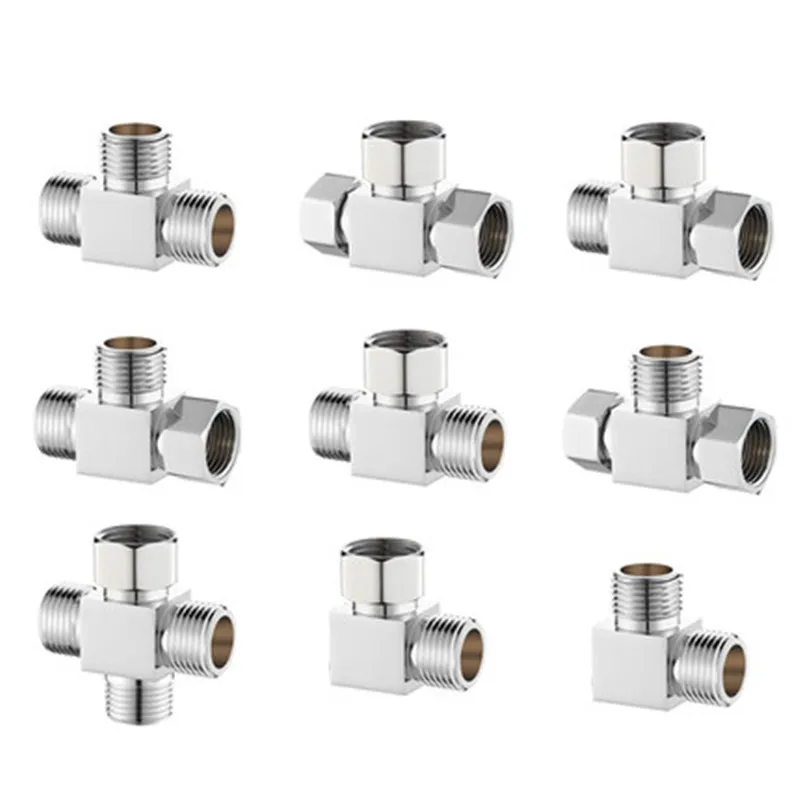 

All copper union tee joint water heater angle valve one in two out four-way 4 branch pipe valve water distributor accessories1/2