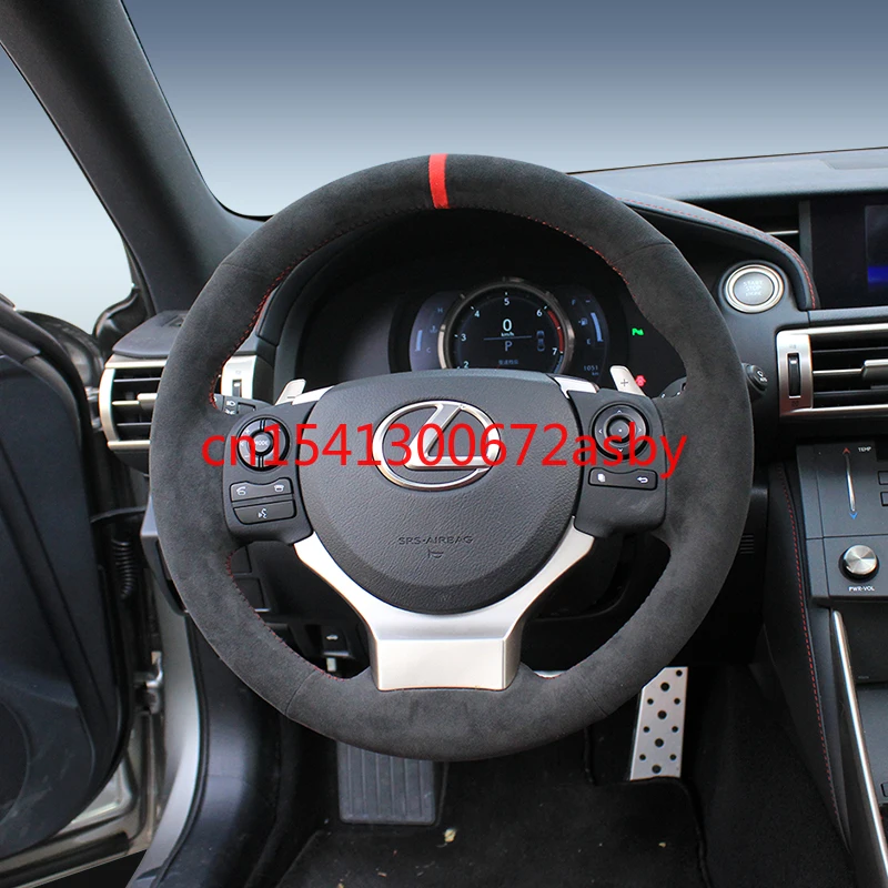 For Lexus ES200 NX200t IS250 GS RX LX DIY Customized black suede special car steering wheel cover