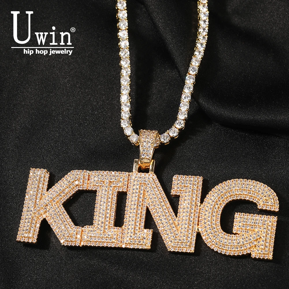 

Uwin Custom Name Initial Bubble Letter Pendant 3 Layers Cubic Zirconia Micro Full Iced Out NamePlate Necklace Hiphop Jewelry