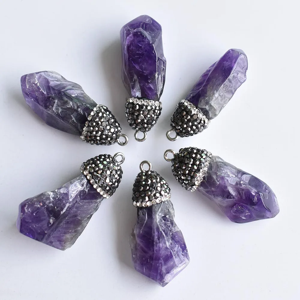 Wholesale 6pcs/lot 2020 New fashion good quality natural  Amethysts Irregular pendants for jewelry accessories making free