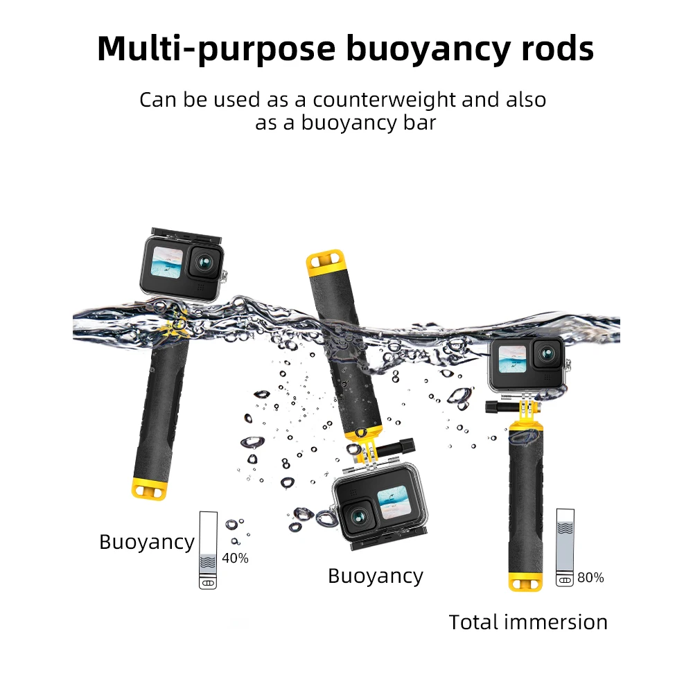 Telesinフロートハンドグリップ浮力selfieスティックロッドポールスティック移動プロHero11 10 9 8 7 6 5 4 3 xiaomi李4 18k osmoアクション2カメラ