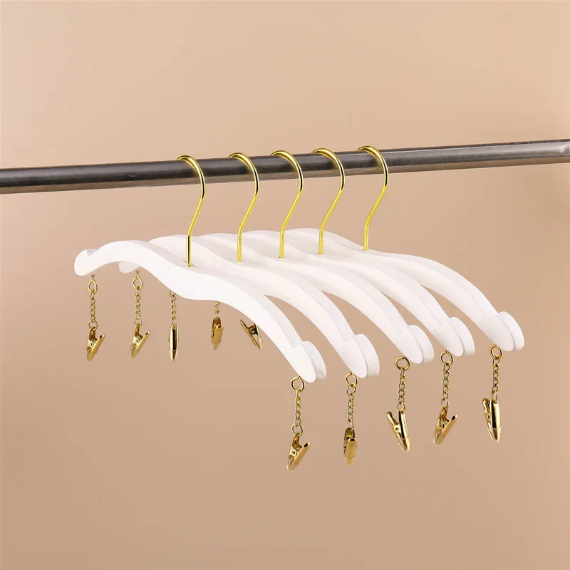 Simple White Plastic Hanger with Clips, Underwear Hanger, Sexy Lingerie Hanger, Hot Sale, 10 Pcs