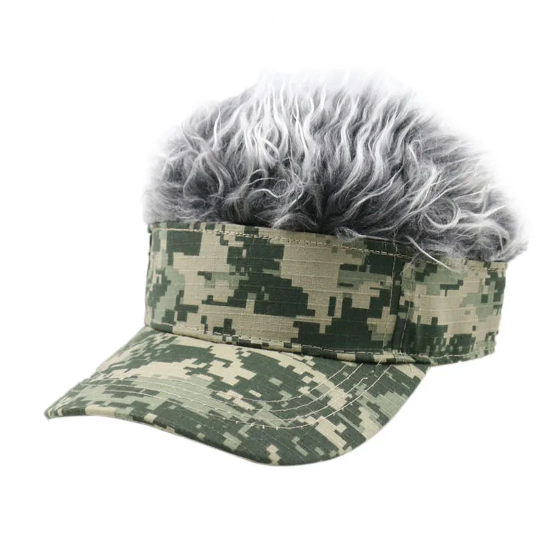 

Hot New Fashion Novelty Baseball Cap Fake Flair Hair Sun Visor Hats Men's Women's Toupee Wig Funny Hair Loss Cool Gifts Golf Cap