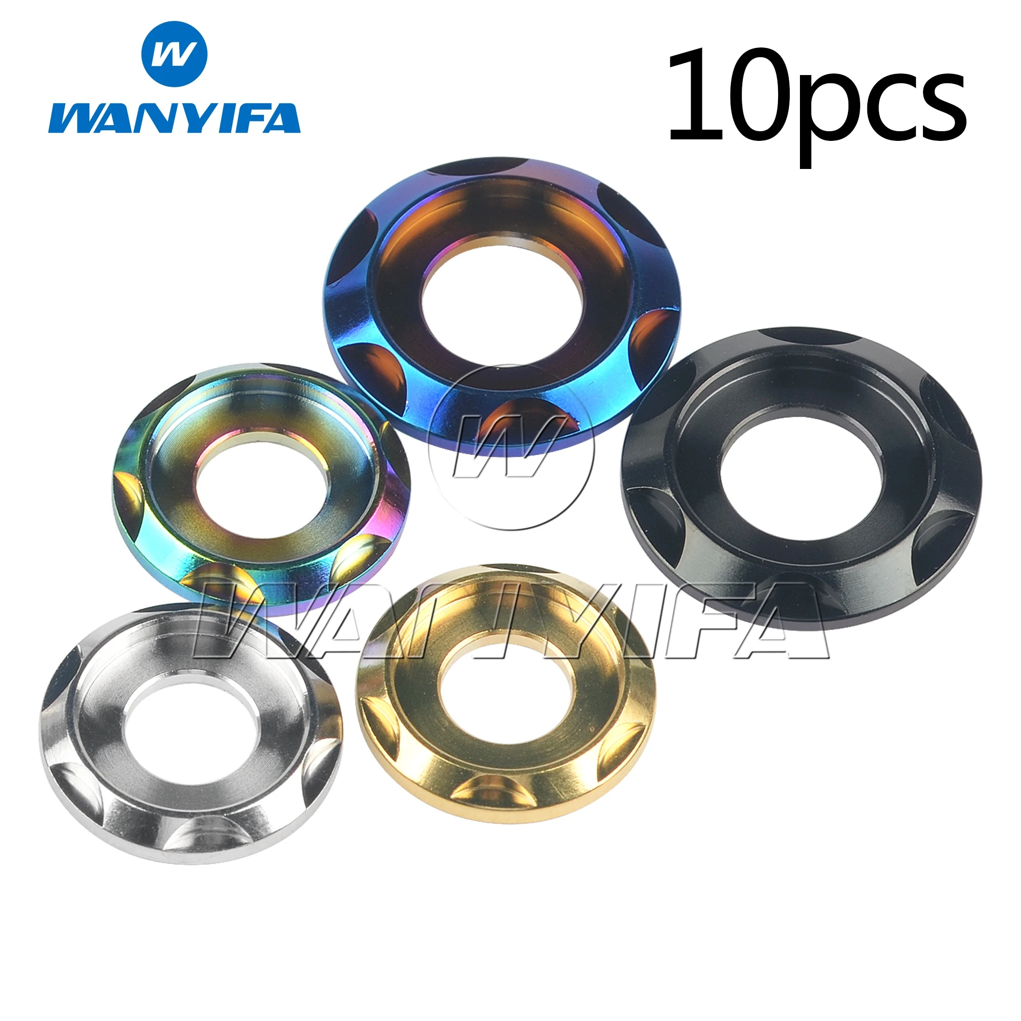 

Wanyifa Titanium Gasket M5 M6 M8 M10 Washers Fancy Decorative Spacer for Bike Motorcycle Car 10Pcs