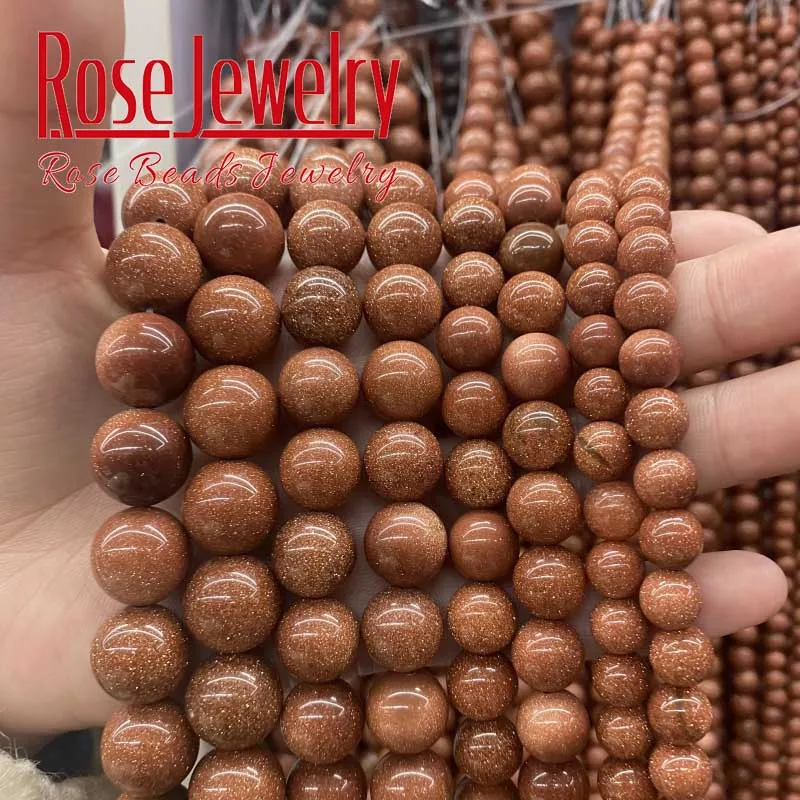 Natural Golden SandStone Beads Sand Stone Round Loose Beads For Jewelry Making DIY Bracelet Accessories 15\