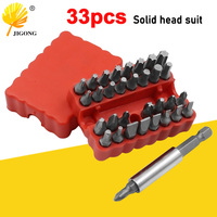 33pcs safety bit with magnetic extension bit holder anti-dismantling star screwdriver bit set quick release bit holder