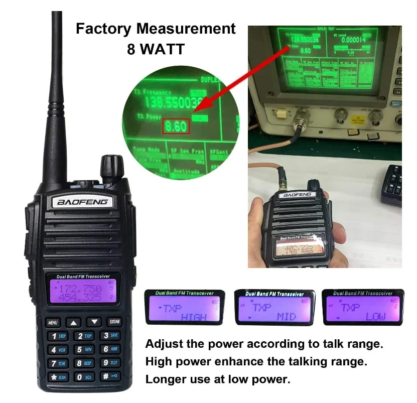 2021 original Baofeng UV-82 dual band walkie talkie UHF VHF long range bf uv82 high power 8W two way radio